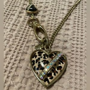 Betsy Johnson Leopard Heart Necklace